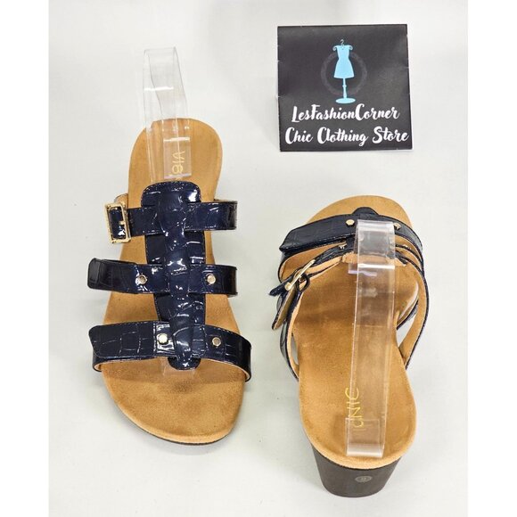 Vionic Women's Radia Blue Patent Leather Croc Print Wedge Sandals Size 9 2128 - Picture 10 of 15